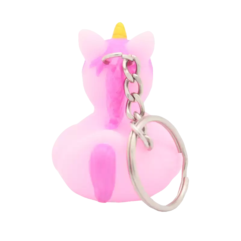 Pink Unicorn Keyring Rubber Duck
