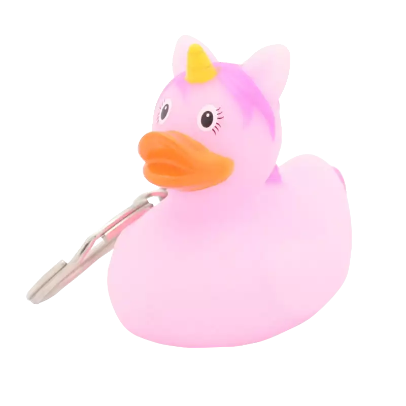 Pink Unicorn Keyring Rubber Duck