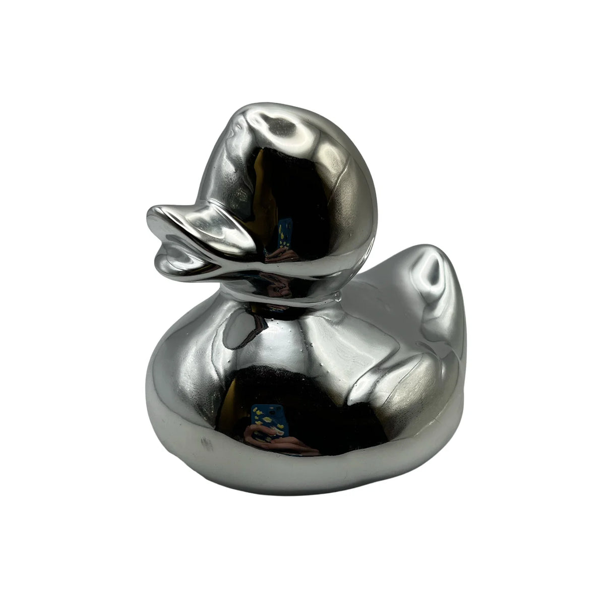 Metallic Silver Rubber Duck