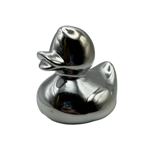 Metallic Silver Rubber Duck