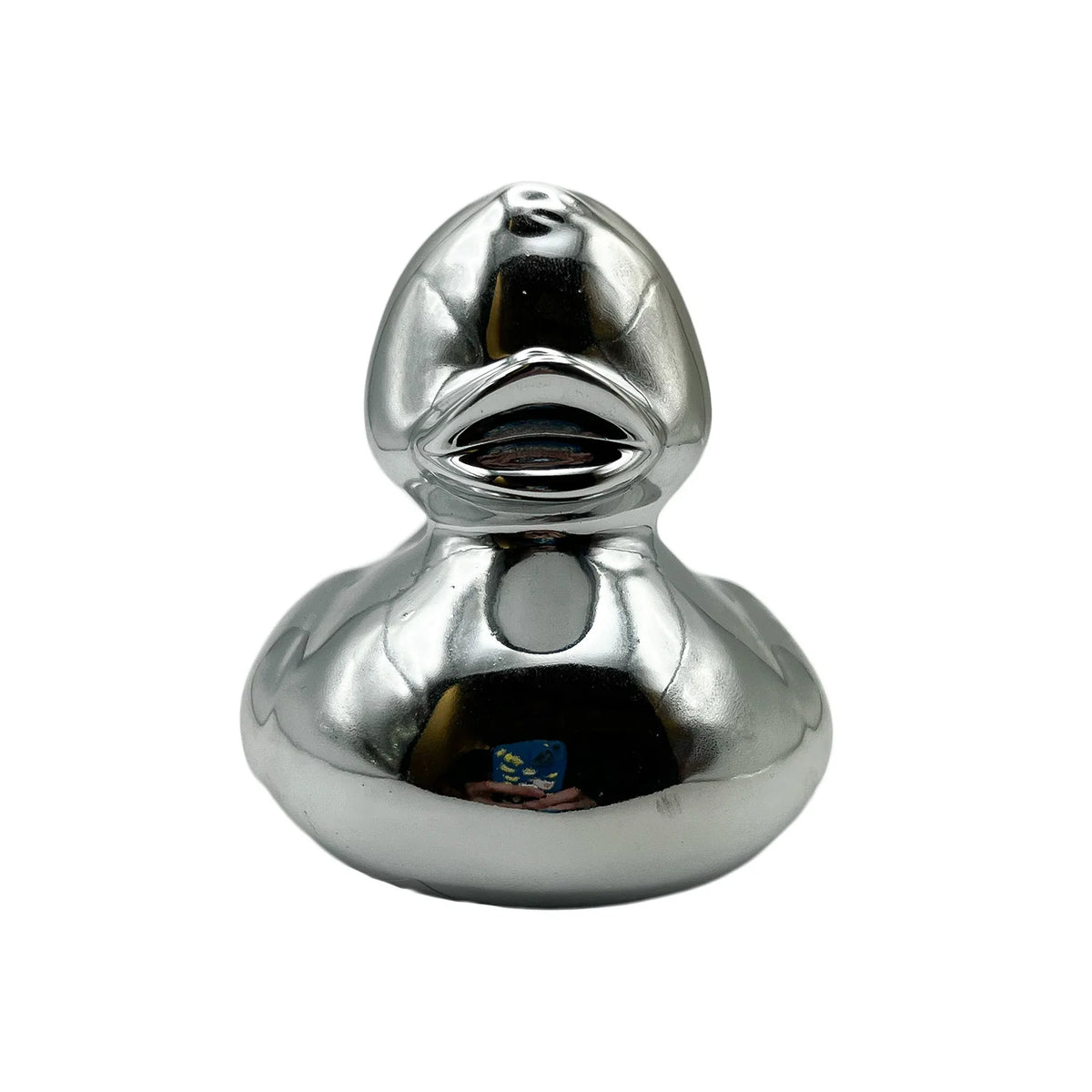 Metallic Silver Rubber Duck