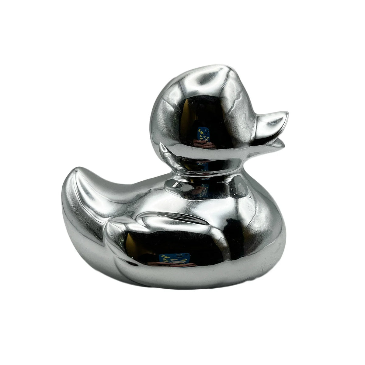 Metallic Silver Rubber Duck