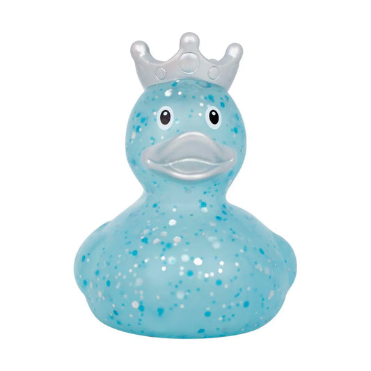 Glitter Blue Crown Rubber Duck