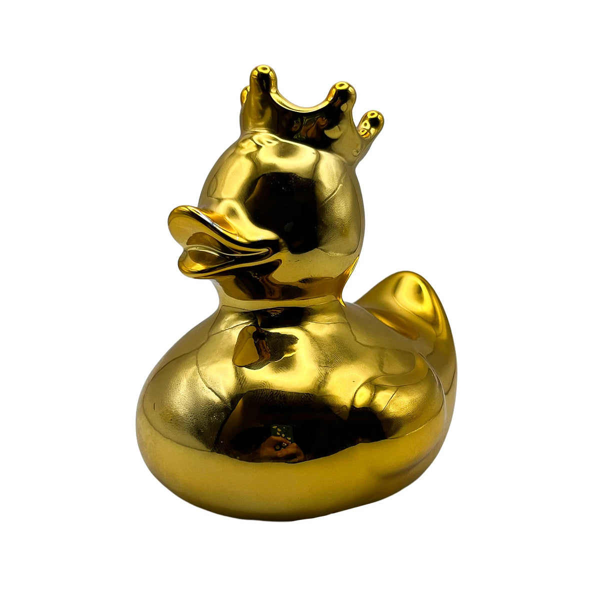 Metallic Gold Rubber Duck with Crown