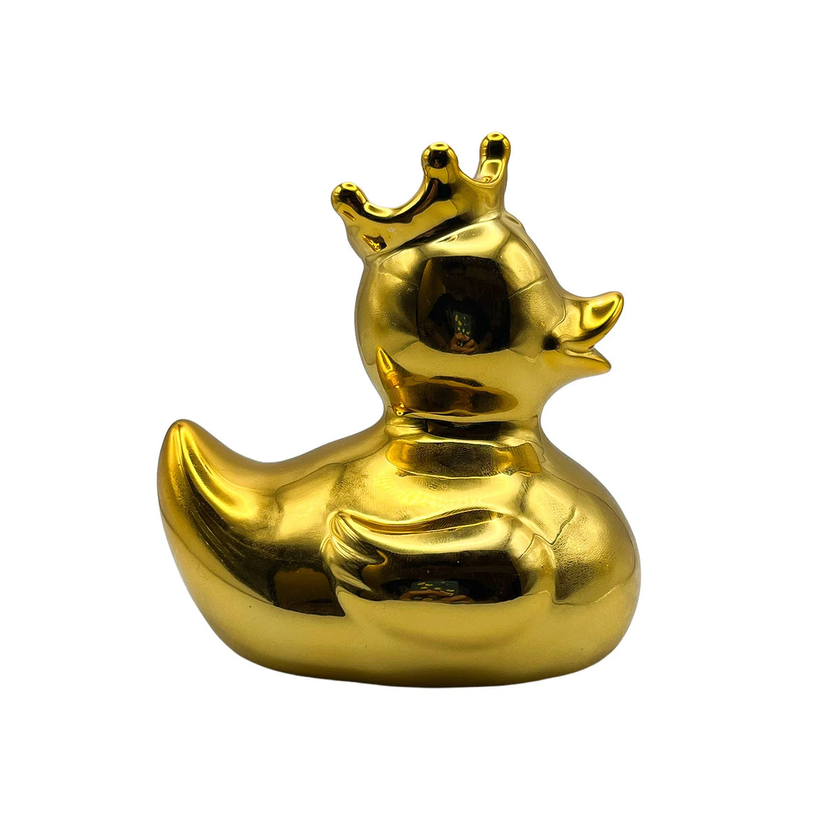 Metallic Gold Rubber Duck with Crown