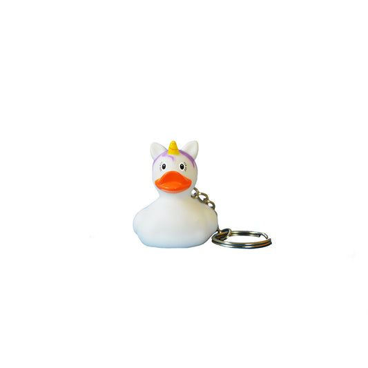 White Unicorn Keyring Rubber Duck