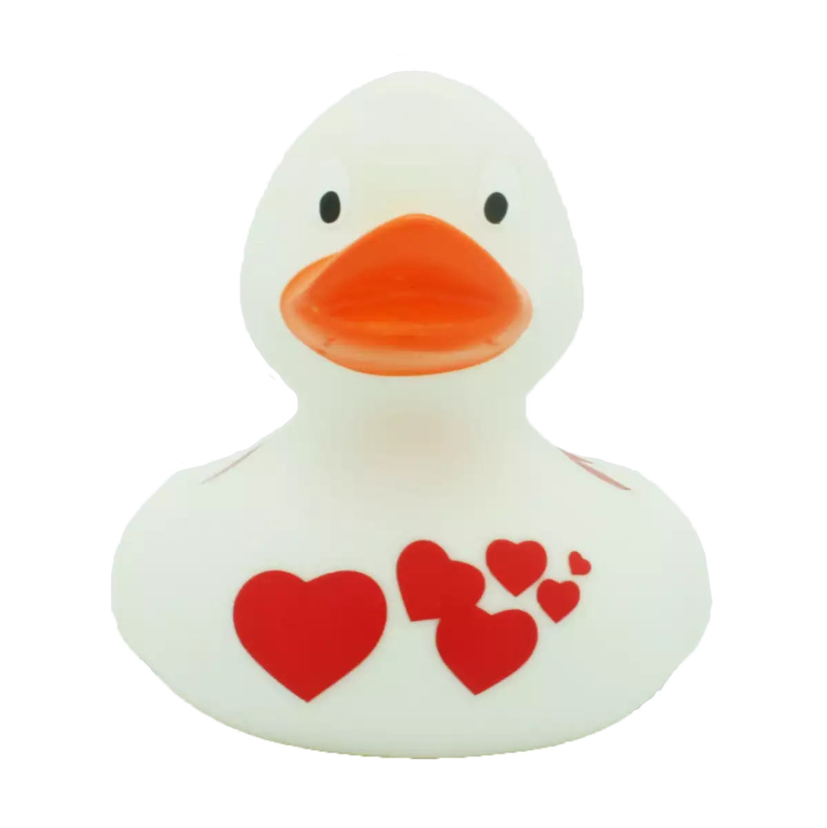 White Rubber Duck With Red Hearts