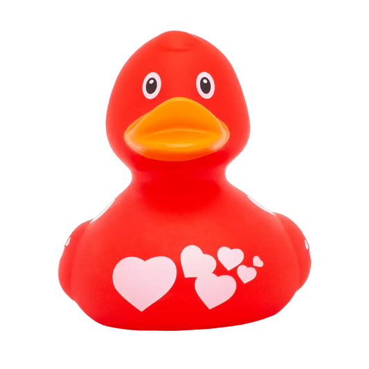 Red Duck with White Hearts